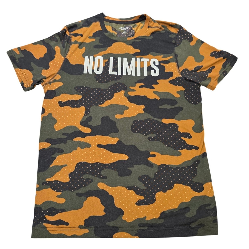 Old Navy Active Go-Dry Camo No Limits Graphic T-Shirt Men's Size M Orange Green‎